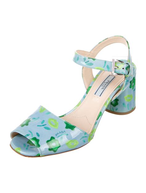 Prada Patent Leather Floral Print Sandals 